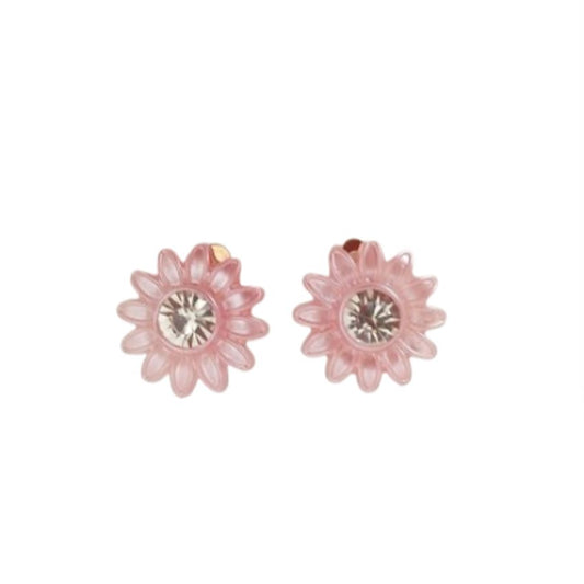 Pale Pink Flower Clip On Earrings