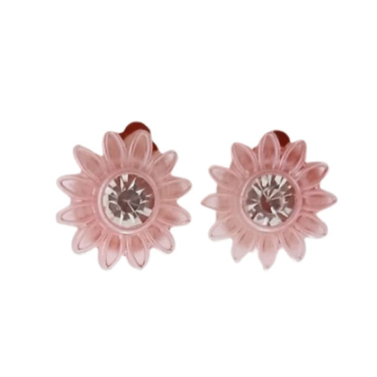 Pale Pink Flower Clip On Earrings