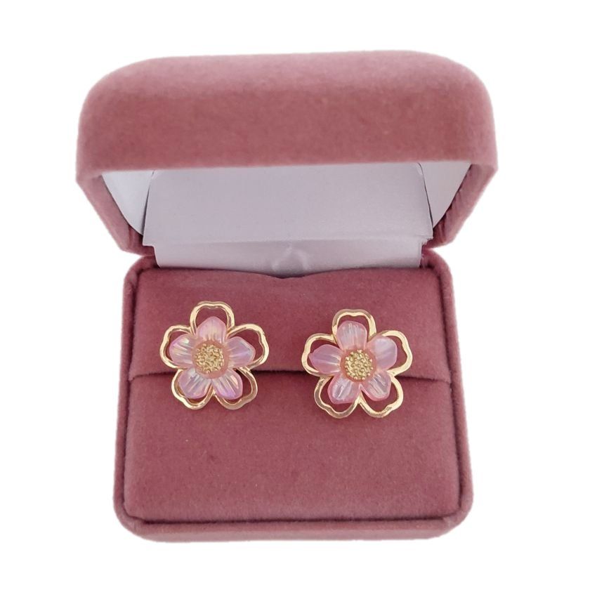 Pale Pink Flower Clip On Earrings(2)