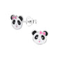 Panda Bear Face Sterling Silver Earrings