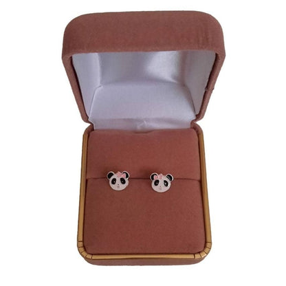 Panda Bear Face Sterling Silver Earrings(2)