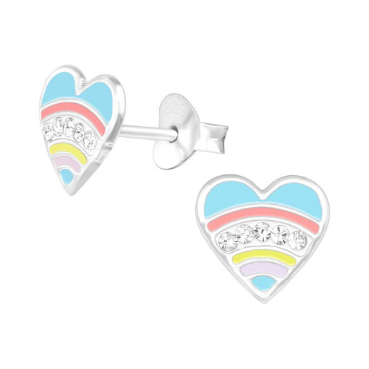 Pastel Colour Heart Sterling Silver Earrings