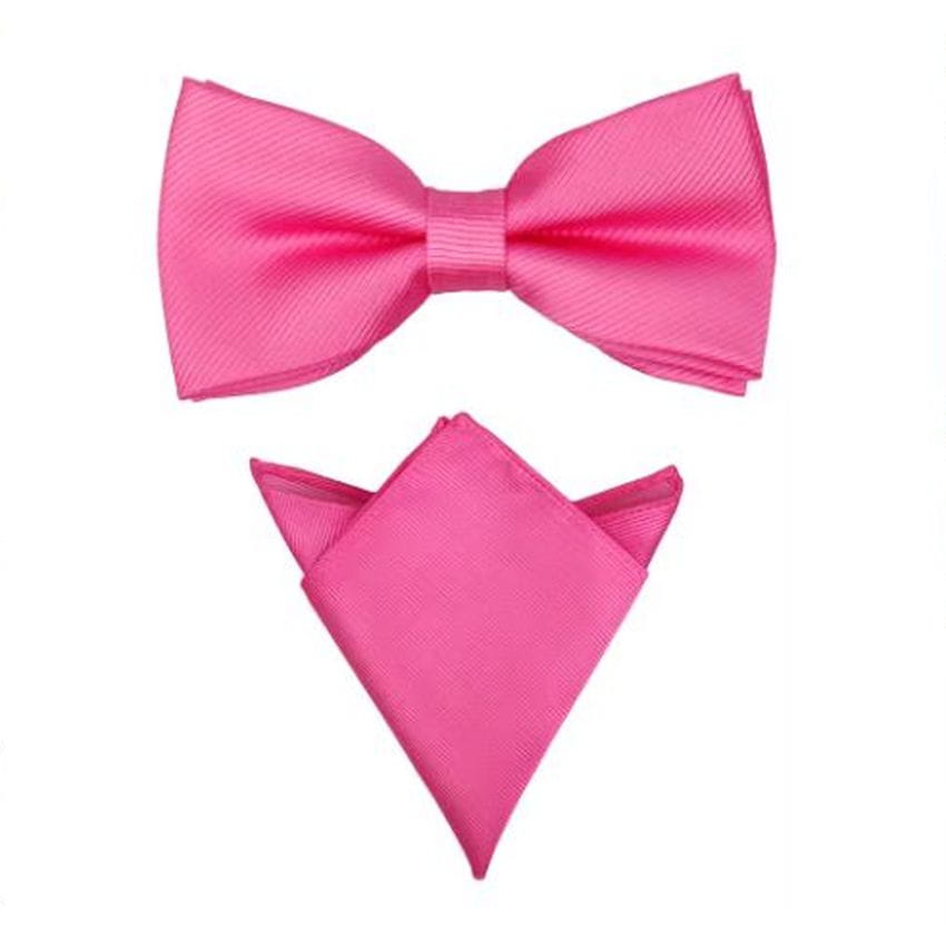 Patterned Pink Bow Tie And Hanky Set