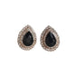 Pear Drop Black Diamante Clip On Earrings