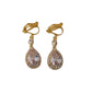Pear Drop Diamante Edged Clip On Earrings With Diamante Drop