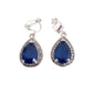 Pear Drop Blue CZ Clip On Earrings