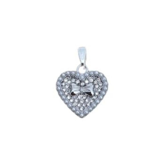 Pearl And Bow Heart Pendant