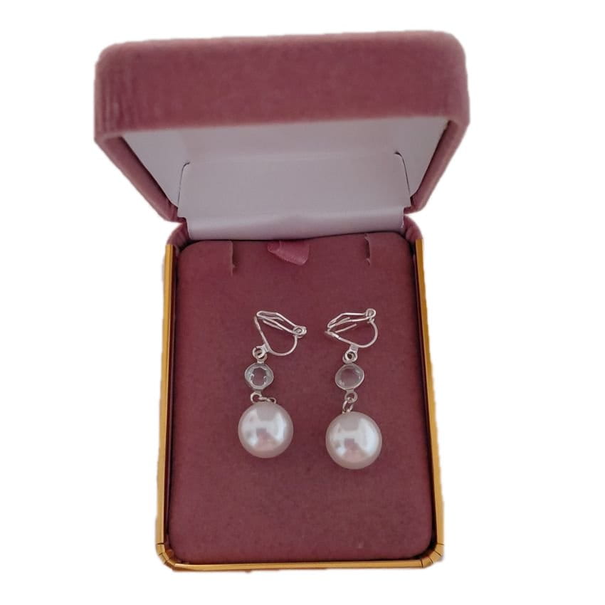 Pearl And CZ Drop Clip On Earrings(2)