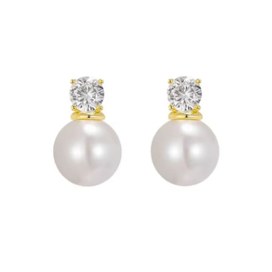 Pearl And Gold Round Clip On Earrings