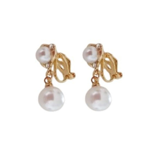 Pearl Ball Gold Clip On Earrings