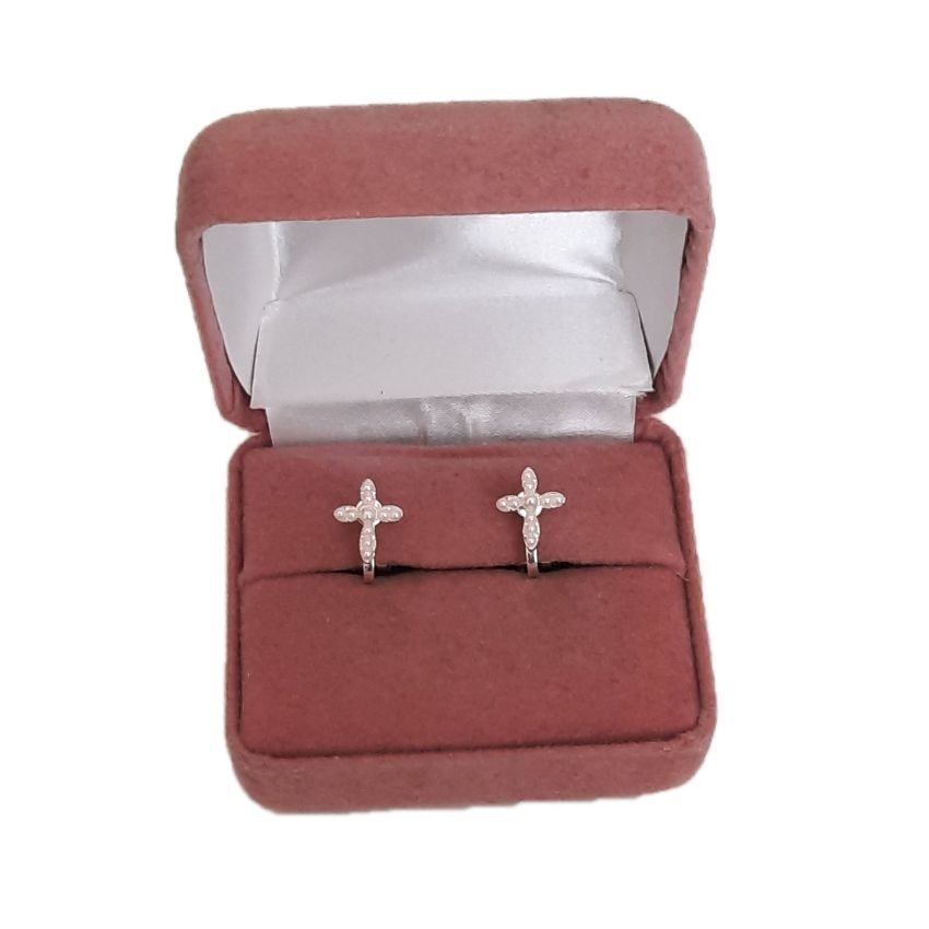 Pearl Bead Cross Communion Clip On Earrings(2)