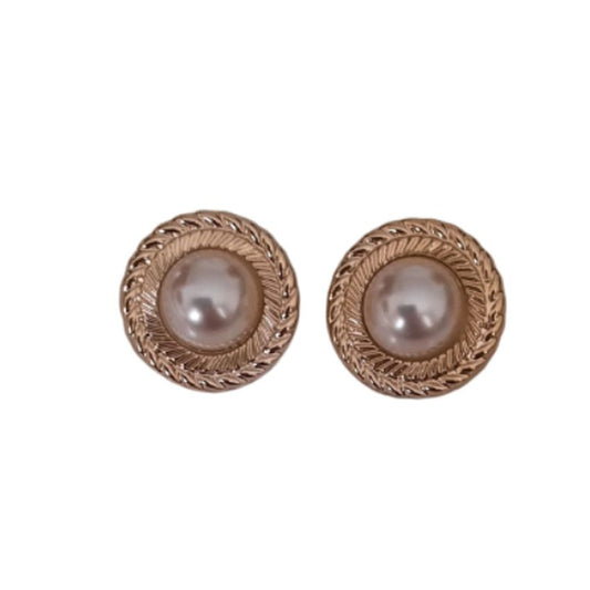 Pearl Centre Gold Stud Clip On Earrings