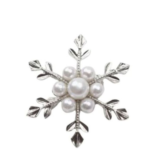Pearl Christmas Snowflake Brooch