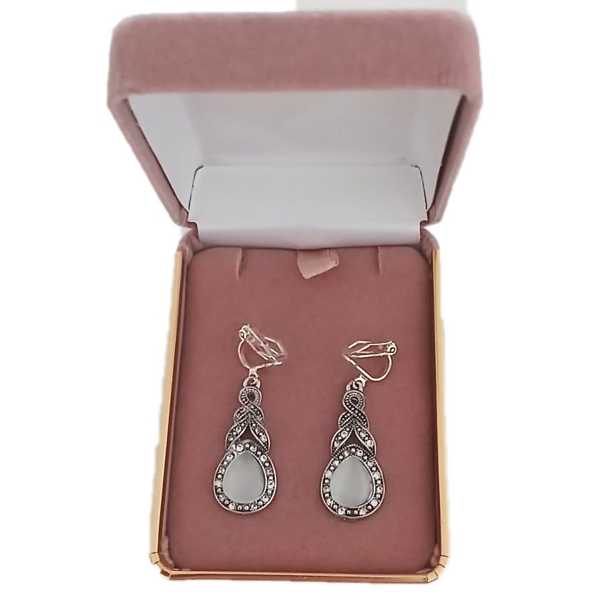 Pearl Enamel Drop Clip On Fashion Jewellery Earrings(2)