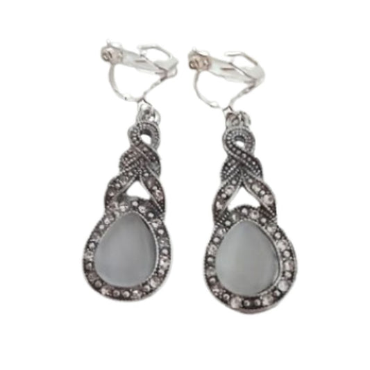 Pearl Enamel Drop Clip On Fashion Jewellery Earrings