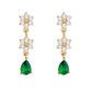 Pearl Flower Green Stone Clip On Earrings