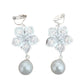 Pearl Flower Silver Clip On Earrings