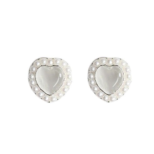 Pearl Heart Communion Clip On Earrings