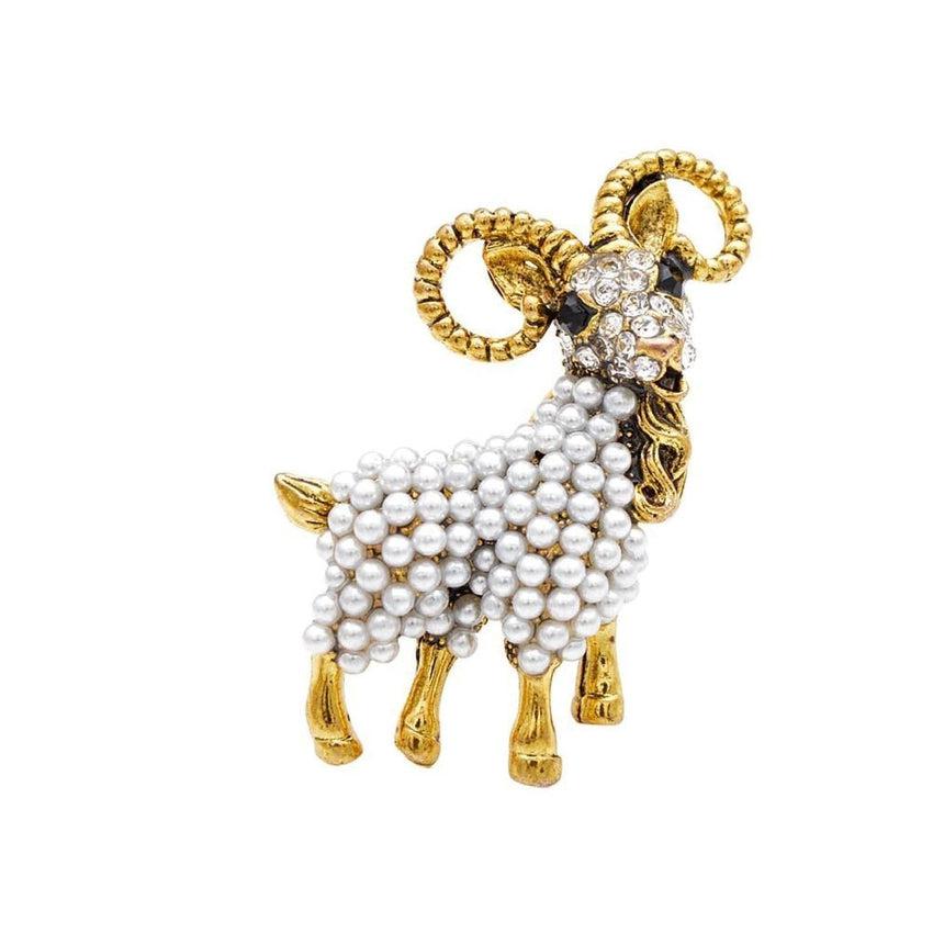 Pearl Set Goat Ladies Brooch