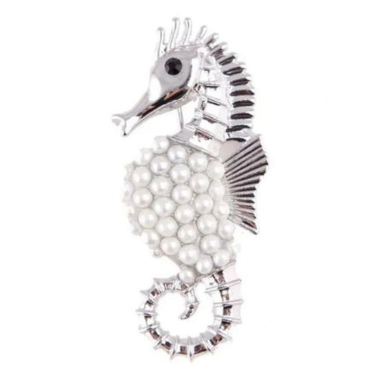 Pearl Set Seahorse Ladies Brooch