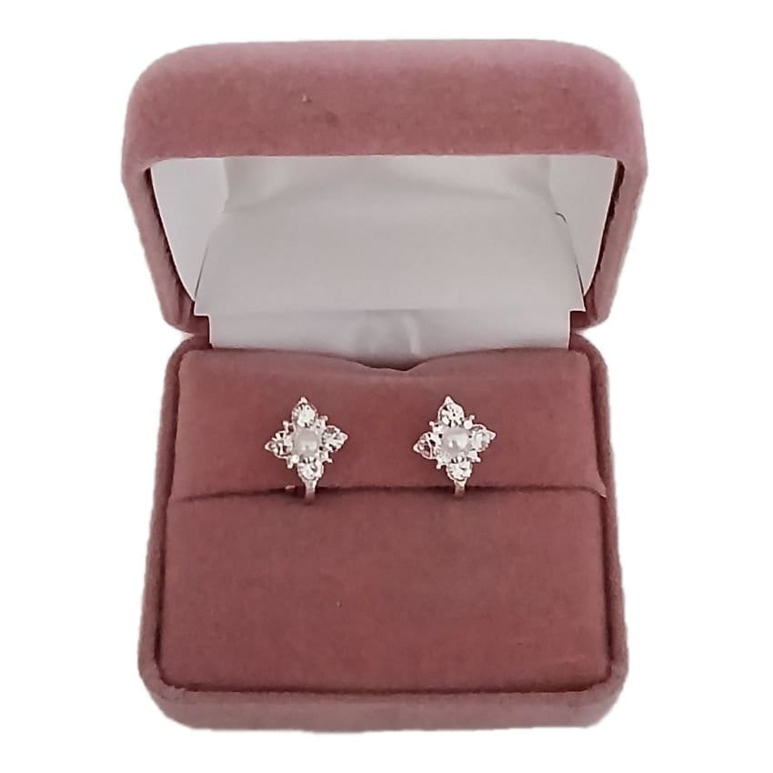 Pearl With Crystal Stud Clip On Earrings(2)
