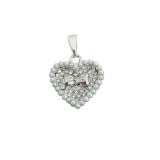 Pearl And Bow Heart Pendant