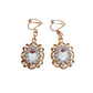 Pearl And Gold Rectangle Clip On Earrings