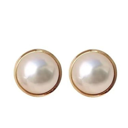 Pearl And Gold Round Clip On Earrings