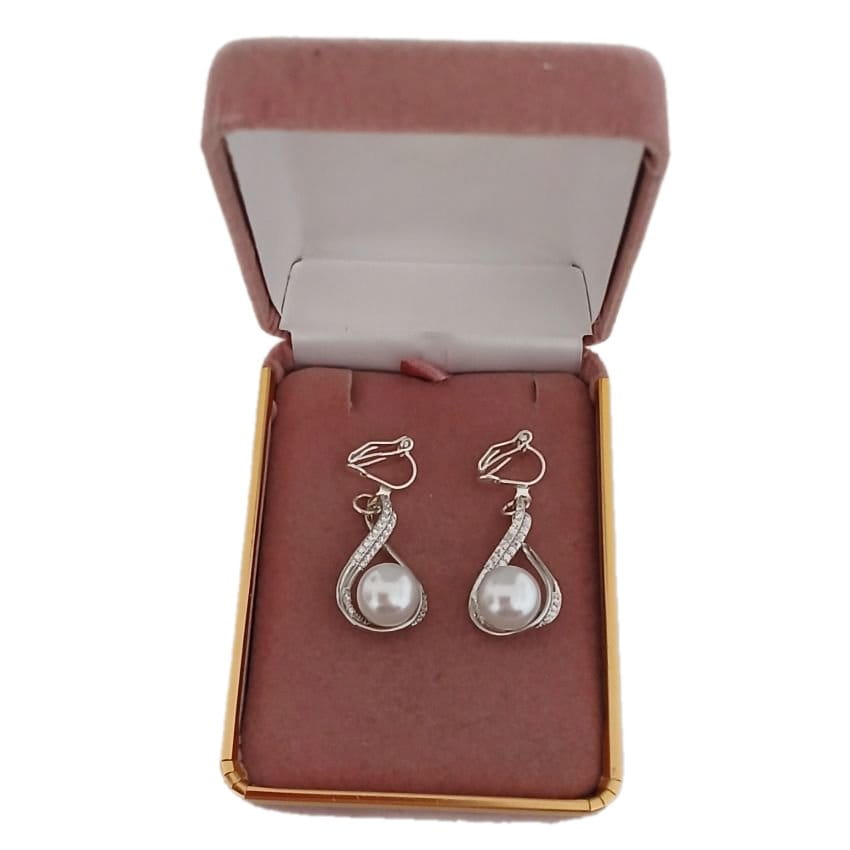 Pearl Ball Silver Clip On Earrings(2)