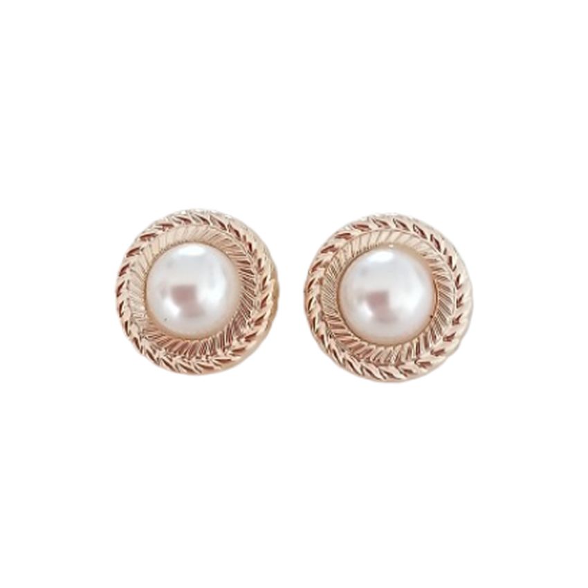 Pearl Centre Gold Stud Clip On Earrings