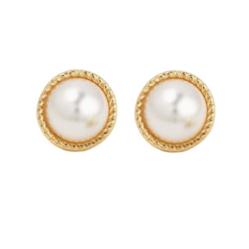 Pearl Centre Gold Stud Clip On Earrings