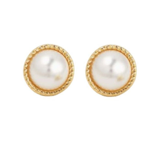 Pearl Centre Gold Stud Clip On Earrings