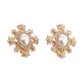 Pearl Centre With Gold And Crystal Edges Clip On Earrings