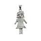 Pearl Enamel Girl Doll Pendant With a Cubic Zirconia Hair Bow
