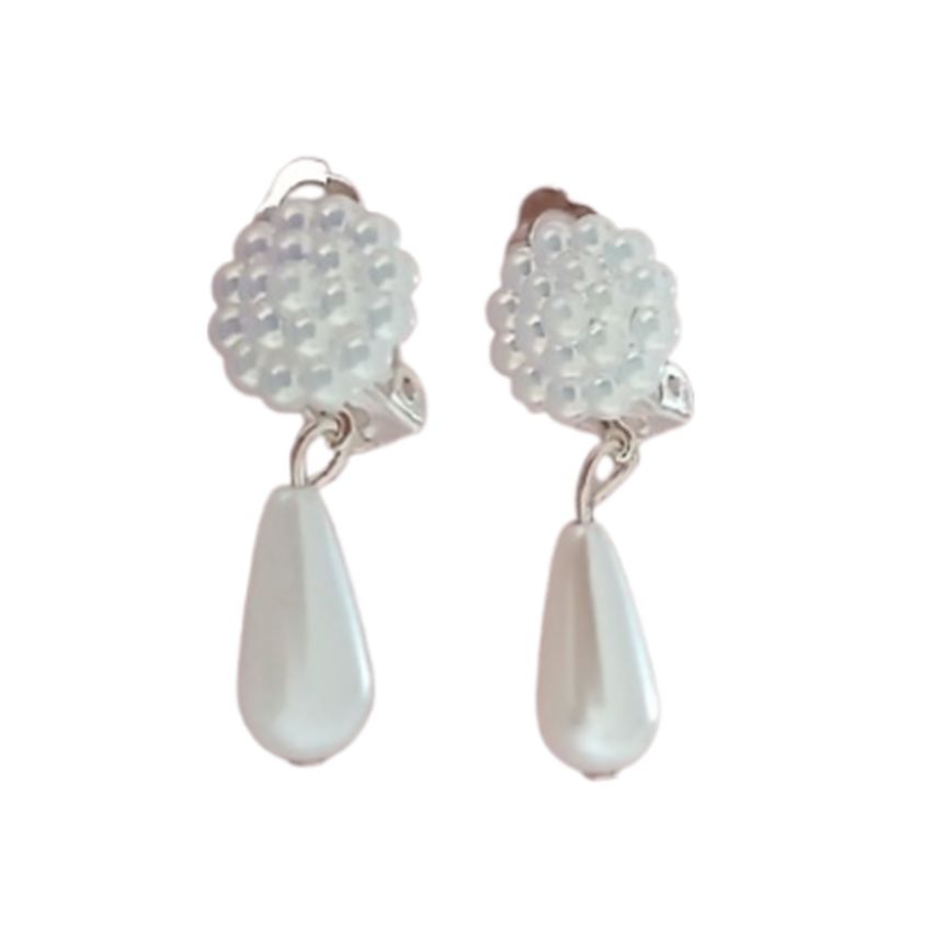 Pearlescent Drop Clip On Earrings