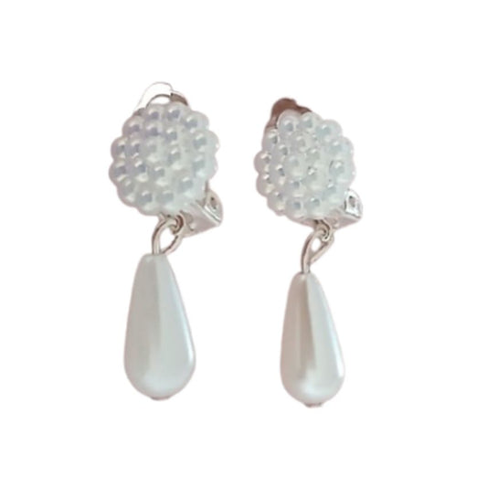 Pearlescent Drop Clip On Earrings
