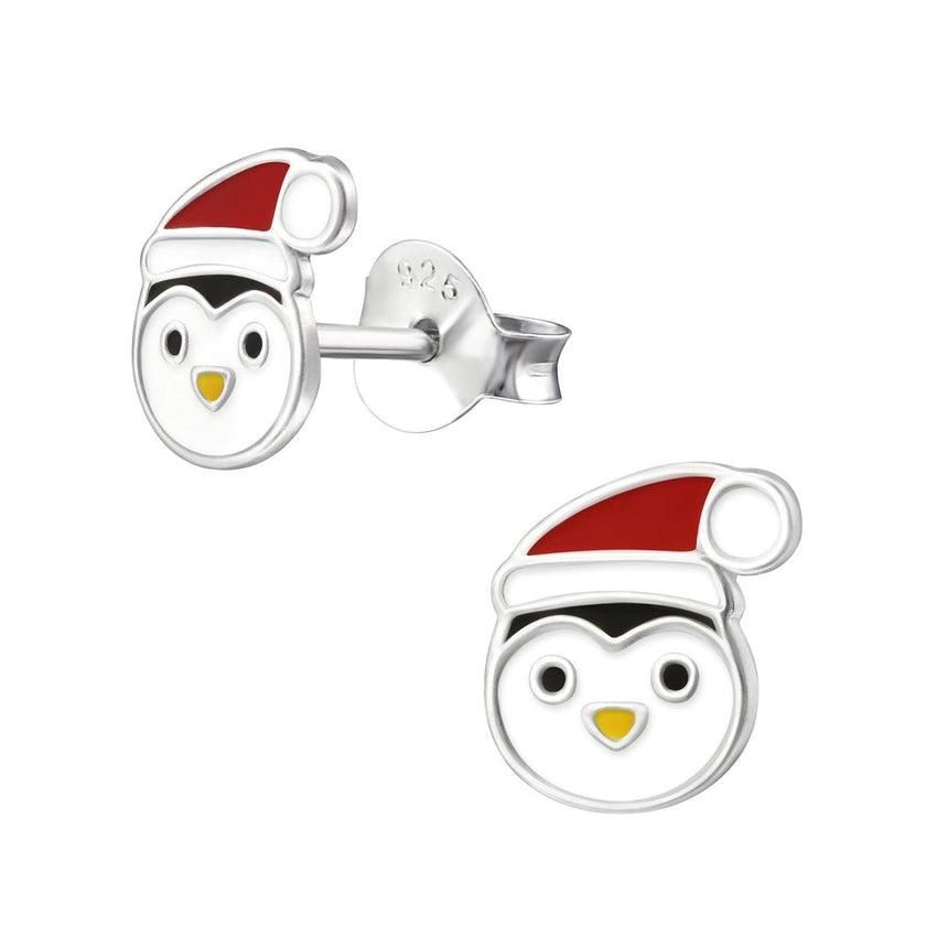 Penguin In A Hat Sterling Silver Kids Earrings