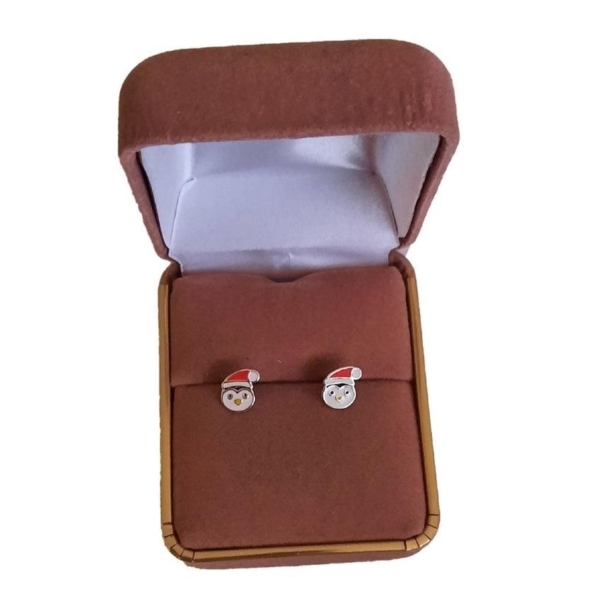 Penguin In A Hat Sterling Silver Kids Earrings(2)