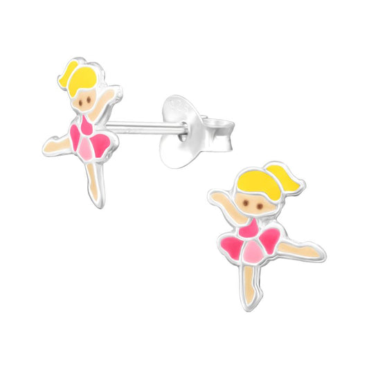 Pink  Ballerina Sterling Silver Earrings