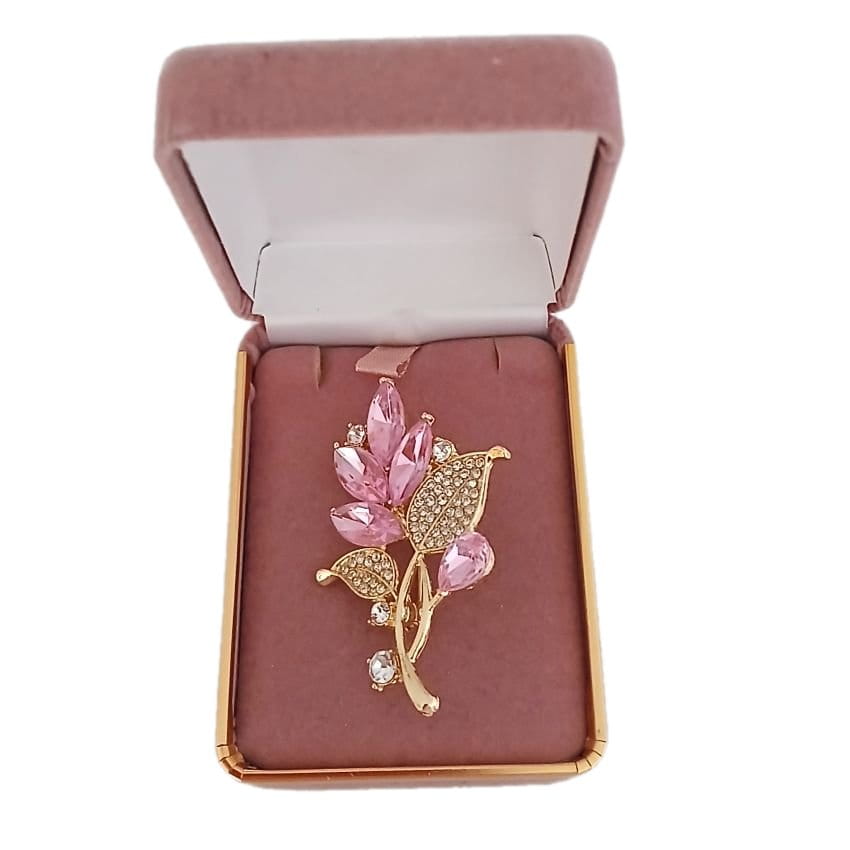 Pink Diamante Flower Bouquet Brooch(2)