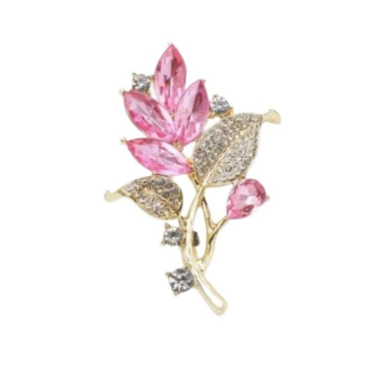 Pink Diamante Flower Bouquet Brooch