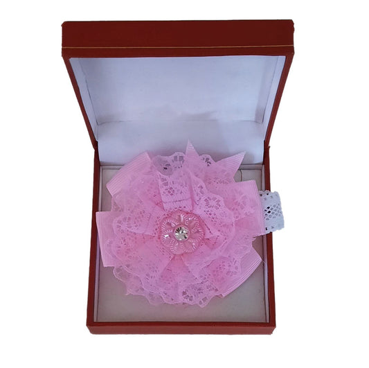 Pink Lace And Ribbon Wrist Corsage