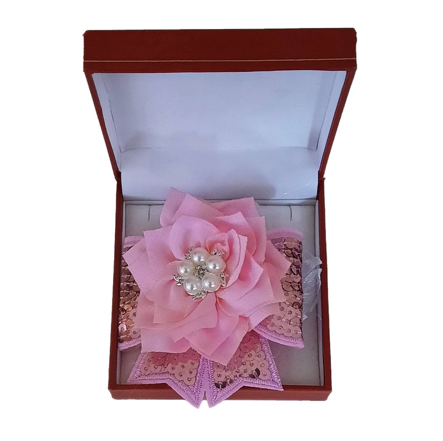 Pink Sequin Ribbon Flower Wrist Corsage