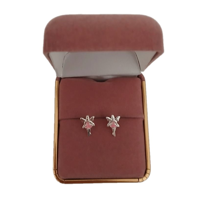 Pink Sterling Silver Girls Fairy Earrings(2)