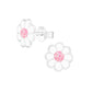 Pink Stone Centre Kids Flower Earrings