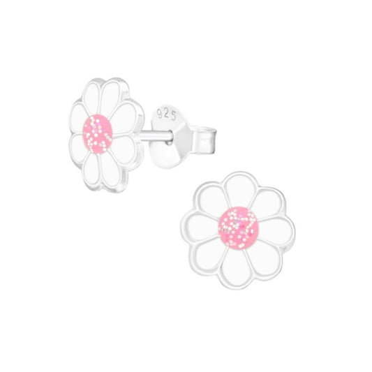 Pink Stone Centre Kids Flower Earrings