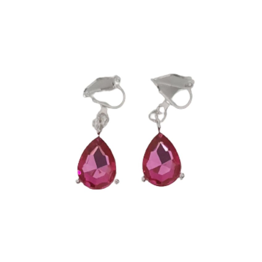 Pink Teardrop Clip On Earrings