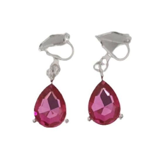 Pink Teardrop Clip On Earrings