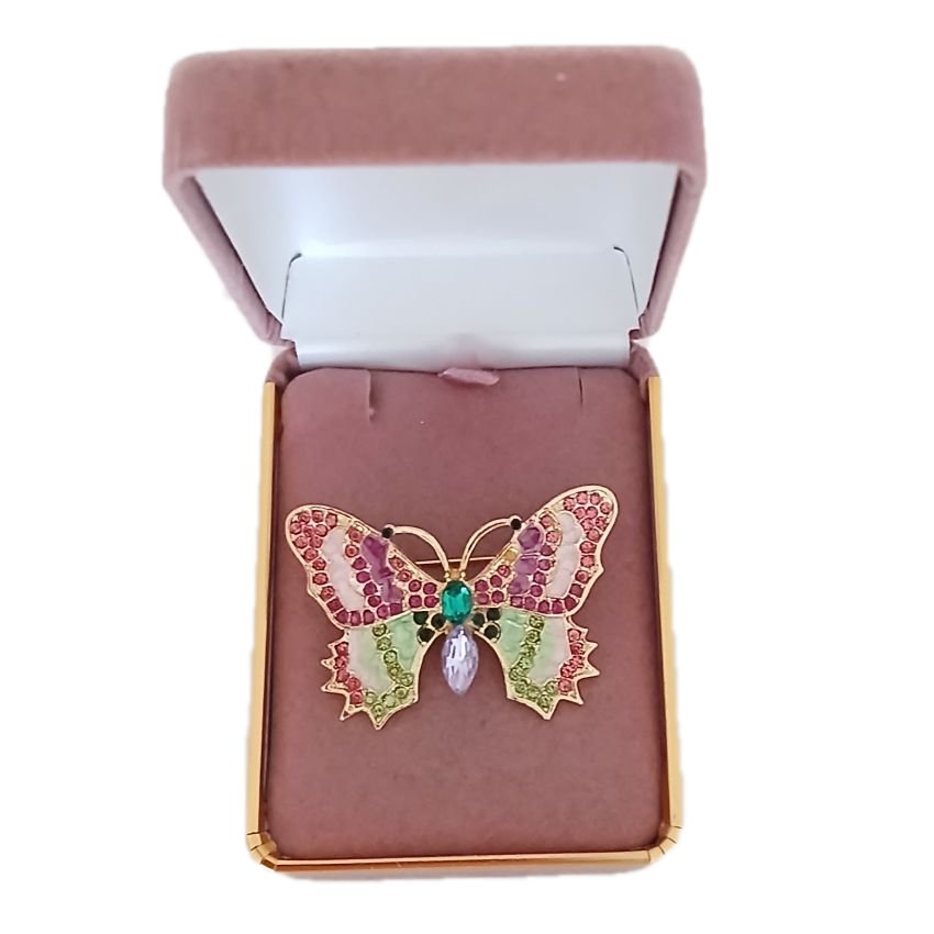 Pink And Green Cubic Zirconia Brooch(2)