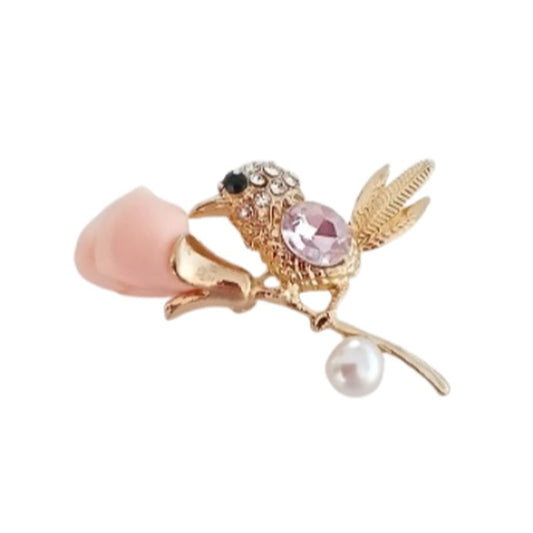 Pink Crystal Bird Brooch